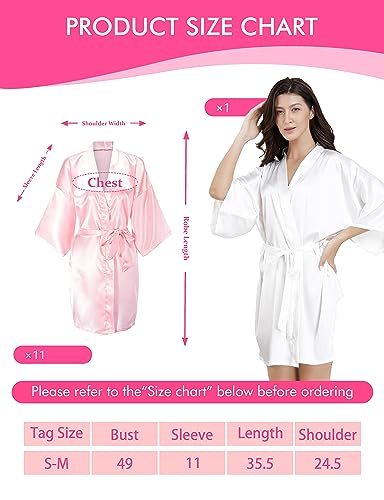 Image of EPLAZA 7Pcs Bride Bridesmaid Robe Set women satin robe Wedding Bridal Party | Soft Satin Silk, Short Sleeve, Lightweight breathable, Fits 100-150lbs, Gifts for wedding day bachelor party