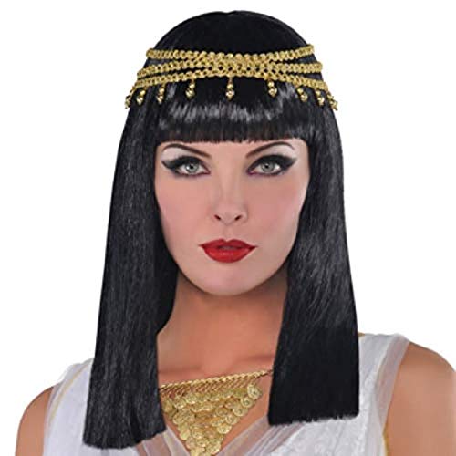 Black Straight Egyptian Queen Wig - One Size Fits All - (Pack Of 3) - Premium Synthetic Hair - Perfect For Costume Parties & Special Events