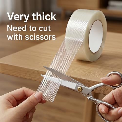 Image of Strapping Tape 2 Inch x 35 Yards 1 Rolls, Heavy Duty Tape for Cargo, Clear Packing Tape Reinforced with Mono Fiberglass, 5.5 Mil Thick Filament Tape, Strong Packaging Tape & Fiber Tape