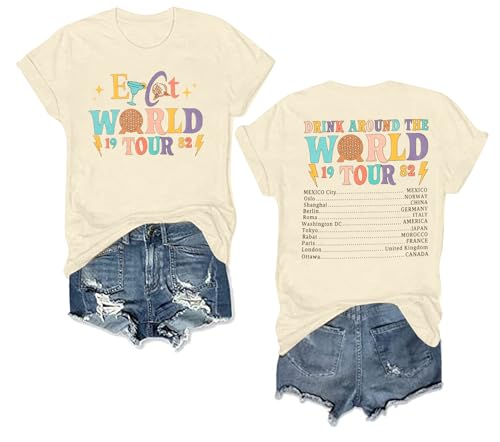 Around The World Shirt Women Magic World Tour 1982 Graphic Tee Funny Traveler Vacation Short Sleeve Top