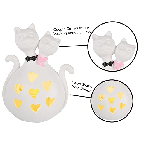 Bridal Shower Gifts, Wedding Gifts For Couple - Cat Couple Candle Holder With Flickering Led - Engagement, Romantic For Her/Women, White Cat Decor #TOP1