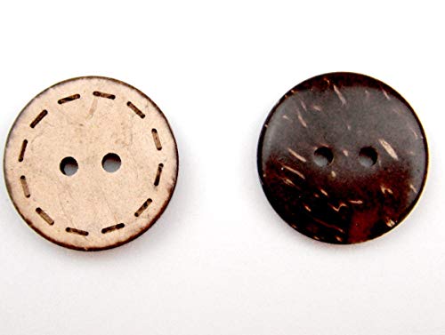 Onwon 100 Pieces 25Mm Coconut Shell Buttons 2 Hole Natural Brown Scrapbooking Craft Sewing Buttons Clothing Accessories #TOP1