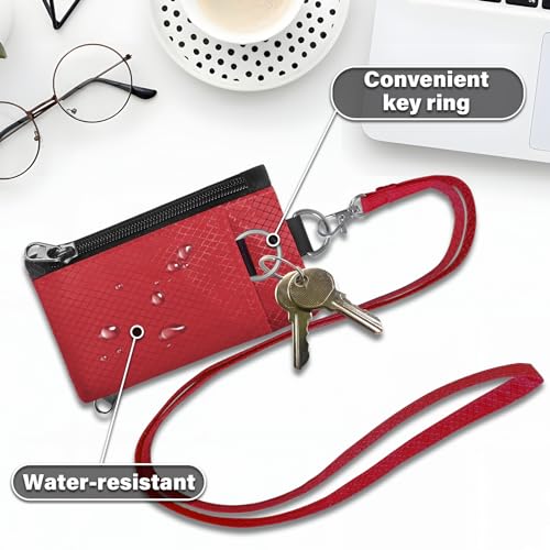 RFID Blocking Wallet - Slim Wallet For Secure Travel,Minimalist Wallet With Keychain & Id Holder, Perfect For On-The-Go Safety(Red)4