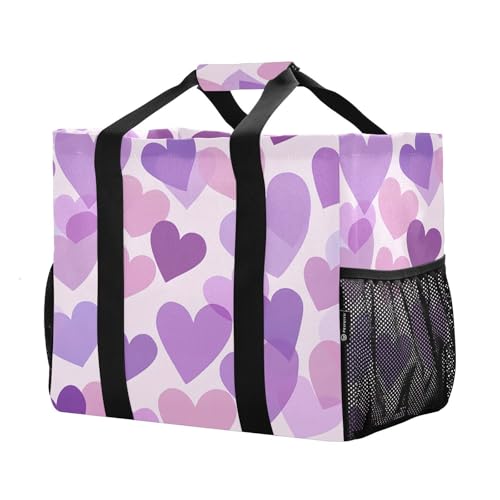 Overlapping Hearts Reusable Grocery Bags Large Tote Bag Waterproof Canvas Organizer for Beach Picnic Laundry Travel2