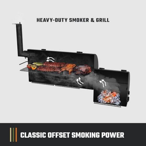 Oklahoma Joe's Longhorn Reverse Flow Offset Charcoal Smoker and Grill, Offset Smoker Grill with 1060 sq in Cooking Area in Black