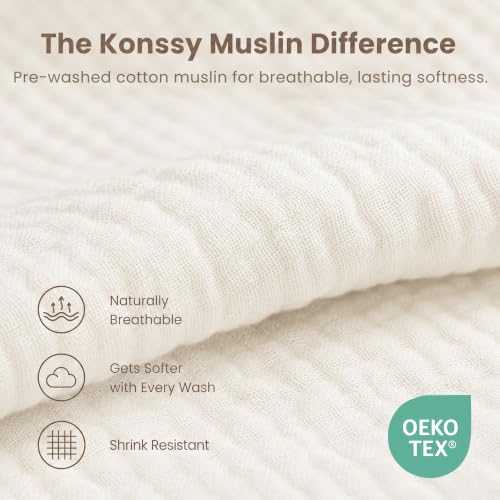 Image of Konssy 8-Pack Muslin Baby Bibs, Adjustable Fit for Drooling and Teething