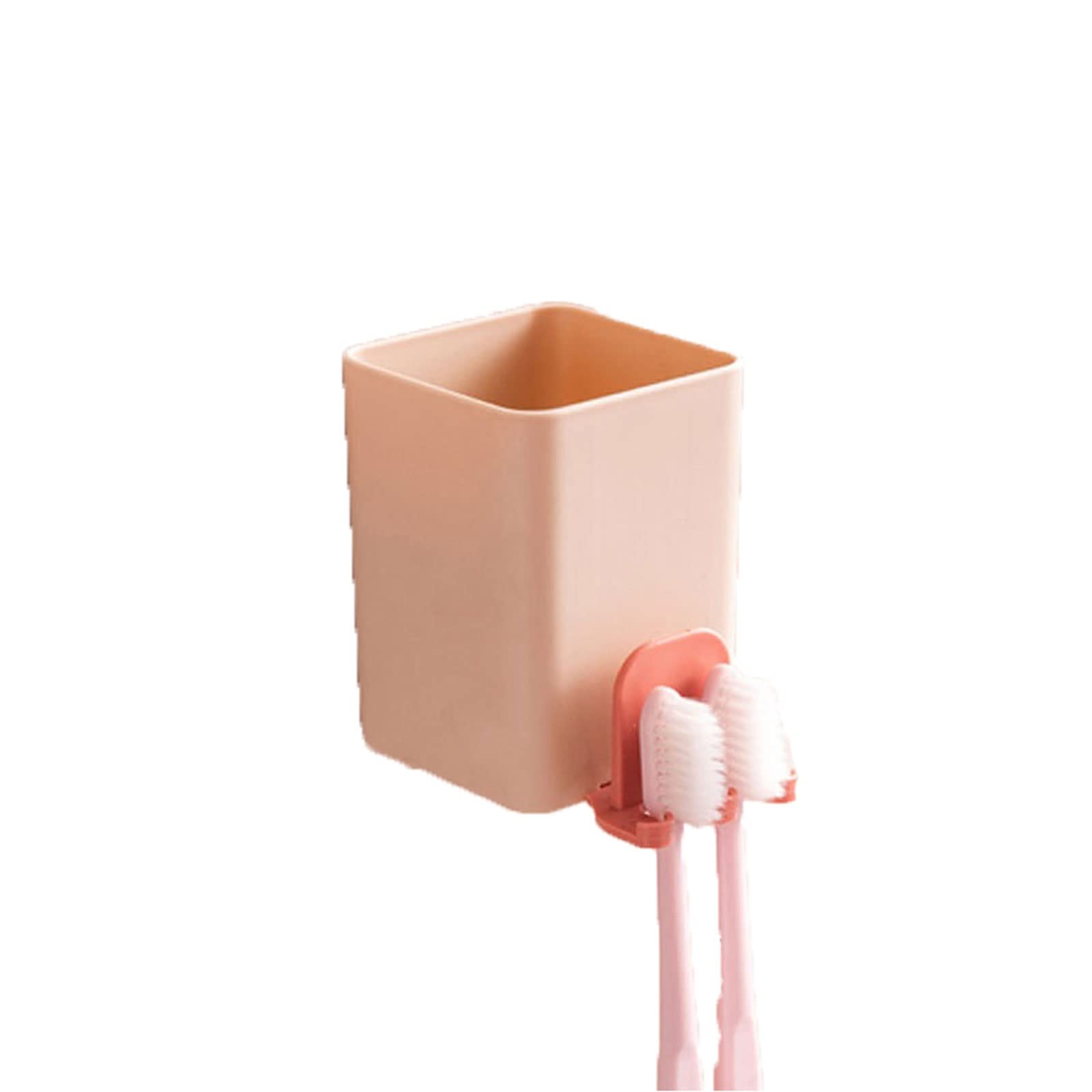 JINGYAN Toothbrush Holders Multifunction Wall Mounted Toothbrush Holder Toothpaste Storage Rack Shaver Tooth Brush Dispenser Bathroom Organizer(Pink)