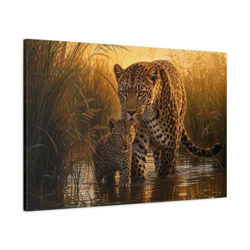 Décoration murale léopard 90x60 cm pour console salon