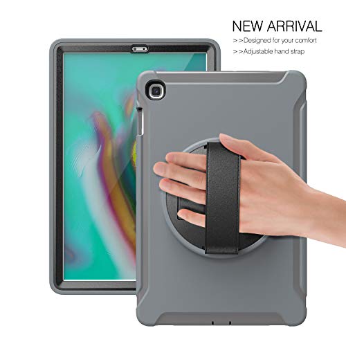 Coque antichoc Samsung Galaxy Tab S5e 2019 grise avec dragonne et support 360 - 4