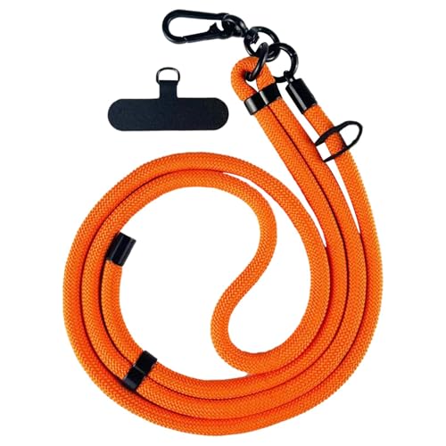 Soporte de teléfono con cordón, cordón antirrobo de nailon, correa cruzada y correa de muñeca, correa de muñeca multifuncional para la mayoría de teléfonos inteligentes, accesorios de viaje, Naranja