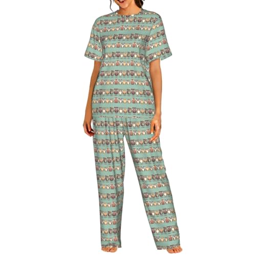 Pyjama chouette femme ensemble anti-transpiration pour nuits d'été