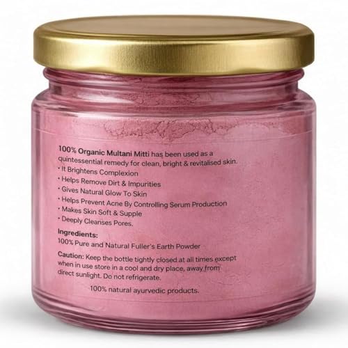 Image of Multani Mitti with Beetroot,Rose & Orange 300g | Face Pack for Skin Brightening Tan Removal Oil Control | Natural Face Mask