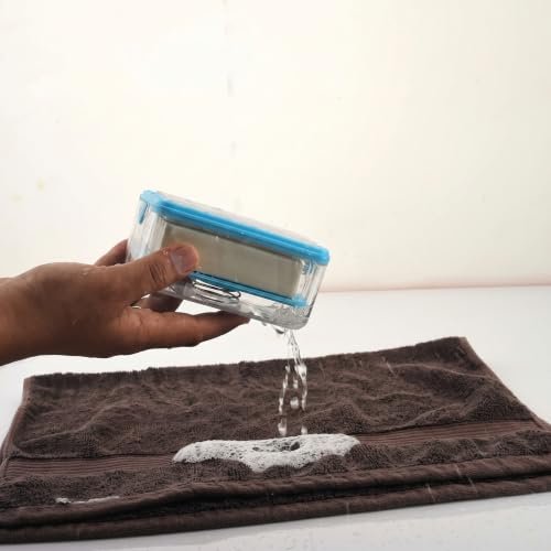 Image of Easy Cloth Plastic Washing Soap Roller Dispenser Case with Lid - Leakproof Soap Box, Roller Design, Durable, Portable & Easy to Use
