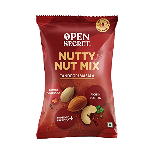 Image of Open Secret Mini Nuts| Pack of 4 (23g each)|Snacks Gift hamper |Caramel Sea Salt & Orange Cocoa Almonds, Cream & Onion Cashew, Tandoori Nuts |Roasted Diet Dry Fruits |Immunity Boosters| Healthy Snacks