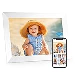 WiFi Digital Picture Frame, 10.1 Inch Digital Photo Frame with1280x800 IPS LCD Touch Screen, 32GB Storage, Auto-Rotate Photo Frame Electronic Share Your Photos and Videos via AiMOR App, White