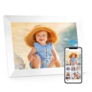 WiFi Digital Picture Frame, 10.1 Inch Digital Photo Frame with1280x800 IPS LCD Touch Screen, 32GB Storage, Auto-Rotate Photo Frame Electronic Share Your Photos and Videos via AiMOR App, White