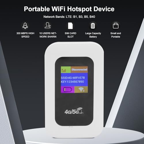Image of 4G WiFi Hotspot, Mobile Hotspot with SIM Card Slot, Pocket WiFi Router Built in 3200MAh Battery, Portable Travel Router for Smartphone Tablet Laptop, 10 Device Connectivity