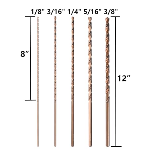 Valyriantool VACOBALT Cobalt Extra Long Drill Bits Set(5Pcs), M35 High Speed Steel Extension Drill Bit thumb #1