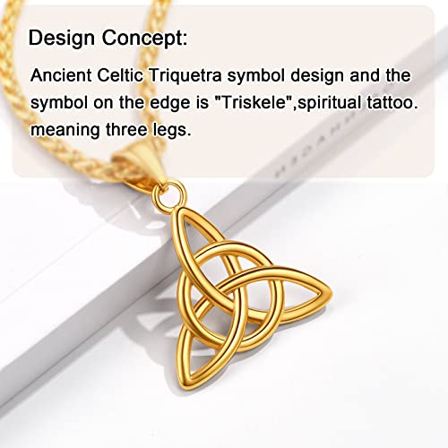 U7 Irish Viking Jewelry 18K Gold Plated Celtic Knot Pendant Necklace For Men Boys #TOP2