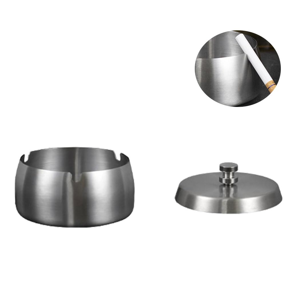 Smell Proof Ashtray with Lid for Inside Outdoors Stylish Outdoor Ash Trays Windproof Ashtrays with Anti Scratch Base for Outdoor Indoor Use Easy to Clean Ash Holder for Smokers Garden Bar