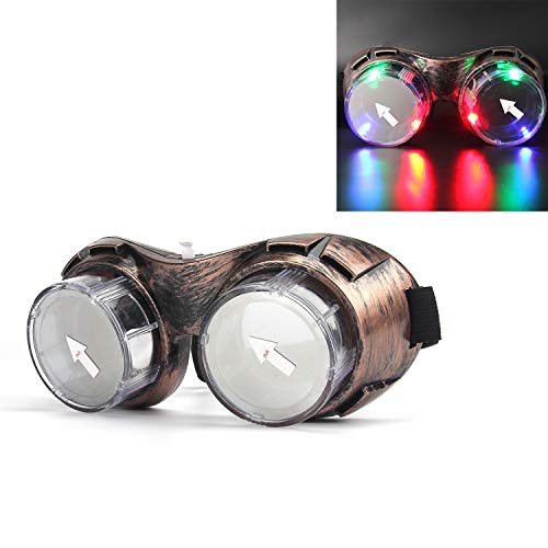 DX DA XIN LED Light up Goggles Glasses Mad Kids Scientist Goggles Costume Retro Steampunk Rave Goggles for Kids Boys Girls Adults