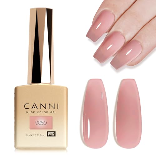 Image of CANNI 9ml Nude Pink Jelly Gel Nail Polish, High Gloss UV LED Soak Off Gel