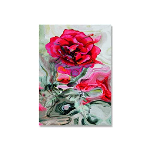 Toile murale fleur de pivoine rouge rose romantique 60x90cm sans cadre décoration salon moderne