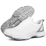 Wizeny Chaussures de Golf sans Crampons Femmes Chaussure de Golf Respirant Confort Imperméable Antidérapantes,White Ash,36 EU