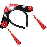 SOIMISS chinese headbands style hair hoop new year headband red bow flower tassel hairband royal princess headwear for girl woman cosplay flower girl dress headdress headbands for women