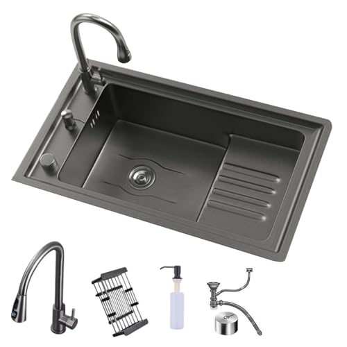 Évier de cuisine en acier inoxydable lavabo simple avec robinet moderne