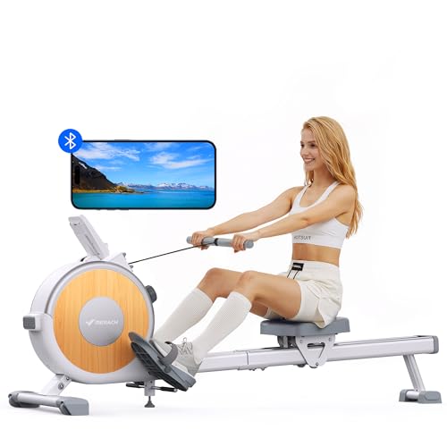 MERACH Rowing Machine with App, 16 Levels of Magnetic Resistance, Exclusive Dual Slide Rail Rower, 350LB Max Weight Rowing Machines for Home Use, Q1S White by MERACH - Used condition - US$180.49