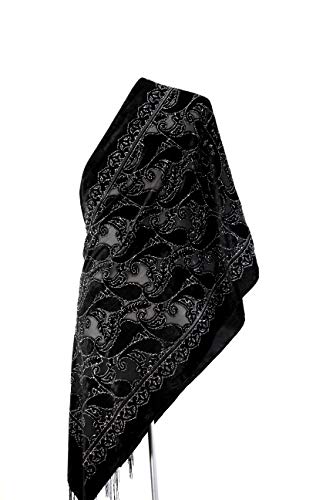 Handmade Elegant Vintage Black Colors Silk Burnout Velvet Fringed Scarf Shawl Wrap #TOP3