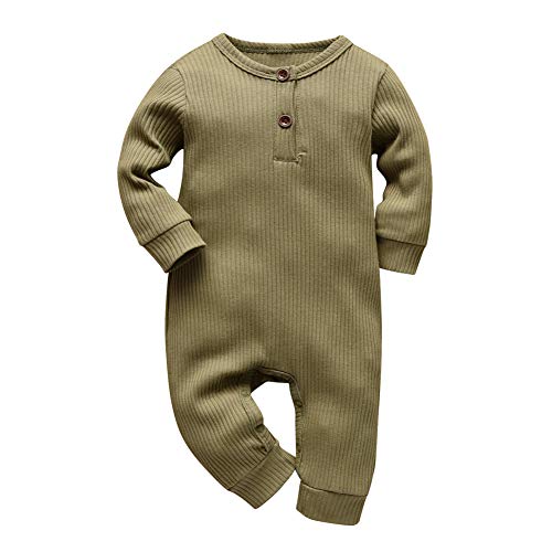 Image of Eghunooy Baby Boy Girl Solid Color One Piece Romper Jumpsuit Outfits Clothes