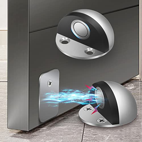 Winonly Magnetic Door Stop Catch: 2 Pack Floor Mount Stronger Door Stoppers Holder Keep Door Open, Heavy Duty Doorstop Wall Protector With Double Sided Tape Screws For Modern Home Office Decoration #TOP12