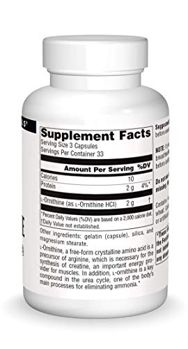 Source Naturals L-Ornithine Free Form Amino Acid Supplement For Muscle Support - 100 Capsules #TOP2