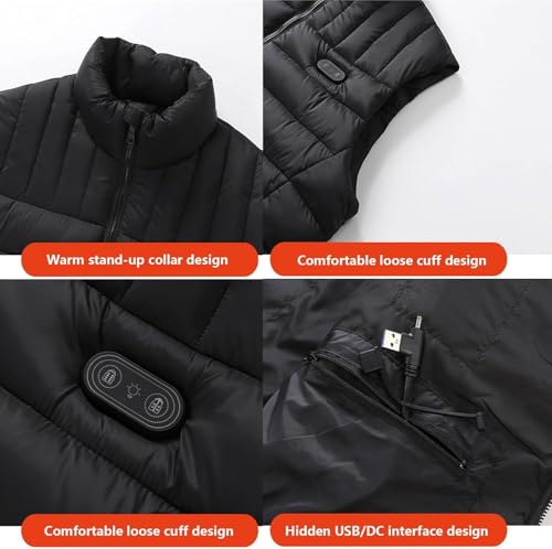 Chaleco calefactable con 3 niveles de calor ajustable talla M ligero para invierno 5