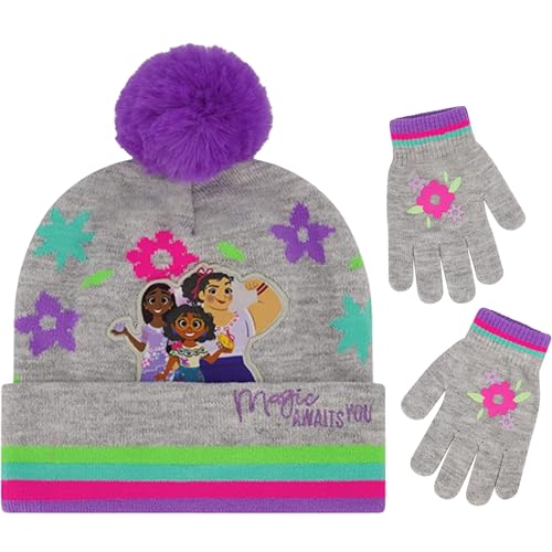 Disney girls Toddler Winter Hat and Mittens Set Ages 2-4 Or Encanto Hat and Kids Gloves Set for Ages 4-7