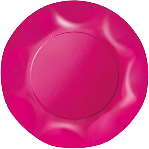 Zeus Party Piatti Piani Carta Plastificata Tinta Unita con Bordi Ondulati 25cm (Fucsia)
