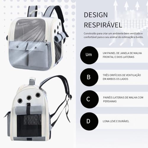 Mochila portátil para gatos, cães e pequenos animais de até 25 lbs l Design de malha ventilada l Apr