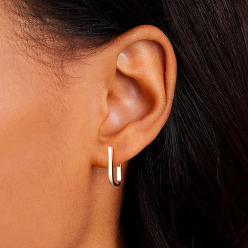 ALEXCRAFT 925 Sterling Silver Hoop Earrings for Women, Hypoallergenic 14K Gold Plated Small Rectangle Huggie Hoop 12x22mm Outer Diameter Medium Square Rectangle Hoops Earrings for Women Jewelry Gifts2