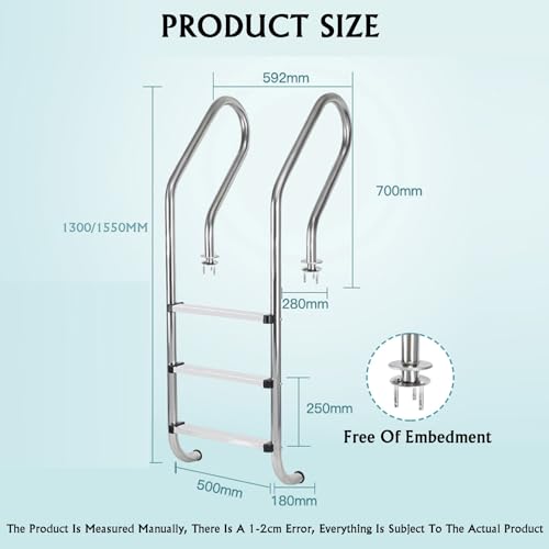 Escalera para piscina de acero inoxidable 3 peldaños miniatura 2