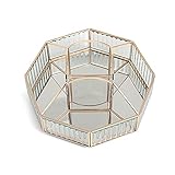 CONCEPTION UNIQUE - Cette boîte de rangement cosmétique utilise un cadre de bordure en métal, un processus de scellage de glaçure par galvanoplastie, une résistance élevée à l'oxydation, un cadre en métal et un verre de haute qualité sont fermement connectés, lisses sans couper les mains, la conception de la lentille du châssis rend le verre plus translucide, fond en daim, toucher délicat et confortable, taille : 26cm/10.24in*26cm/10.24in*13cm/10.24in