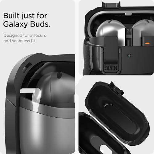 Image of Galaxy Buds 3 Pro /3 /3 FE Case Cover with Secure Lock Clip, Shockproof Samsung Galaxy Buds3 /3 Pro 2024 /3 FE 2025 Protective Hard Cover Shell with Carabiner&Cleaner kit for Men Women, Black