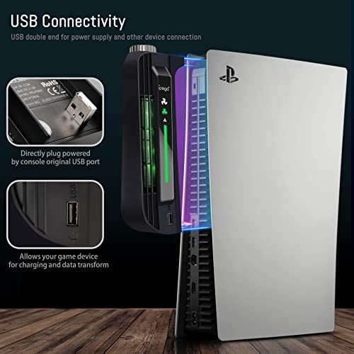 Sedicoca Cooling Fan For Ps5 Disc & Digital Edition - Upgraded Centrifugal Fan With Usb Port, 3-Speed Adjustable With Led Indicator （Black） #TOP2