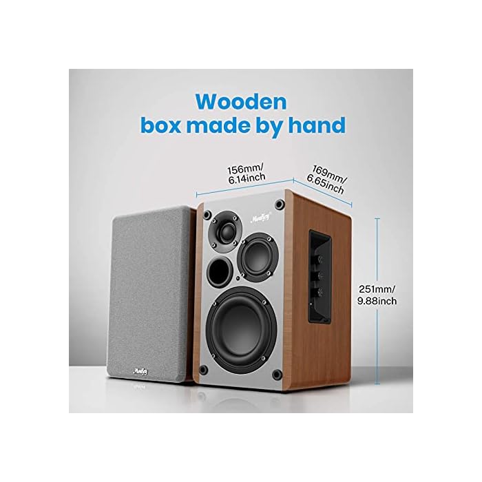 Moukey Powered Bookshelf Speakers Pair, Bluetooth 5.0 Studio Monitors