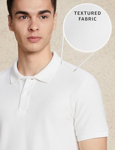 Image of Amazon Brand - Symbol Men's Cotton Rich Textured Polo Tshirts | Collar Plain Tshirts | Half Sleeves - Regular Fit (Available in Plus Sizes)