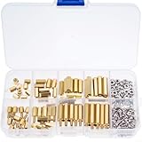 Messing Abstandsbolzen und Schrauben Kit, M2.5 Sechskant männlich weiblich Spacer Set mit Schrauben und Muttern, 160pcs Sortiment für Elektronik, PCB, Büroausrüstung,