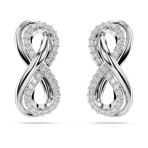 Swarovski Hyperbola Stud Earrings, Infinity Symbol Motif with Clear Crystals in a Rhodium-Finished Setting, Part of the Swarovski Hyperbola Collection