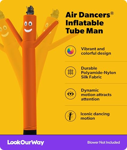 Image of LookOurWay Air Dancers Inflatable Tube Man Attachment - 10 Feet Tall Wacky Waving Inflatable Dancing Tube Guy for Business Promotion - Blower Not Included - Orange