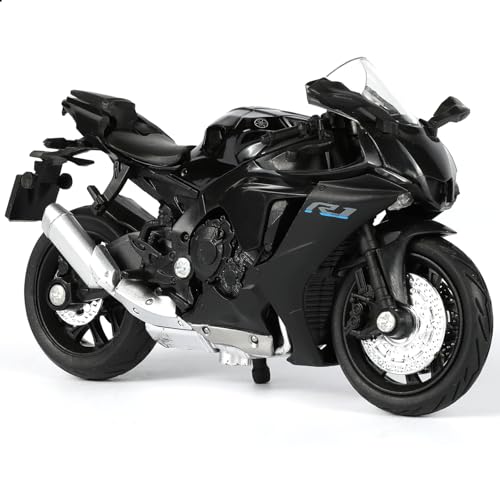 Risopen Motorrad Modell 1:18 Schwarz mit Yamaha R1 Metall Modellmotorrad Miniatur Sportmotorrad Sammlermodell Geschenk für Männer Jungen
